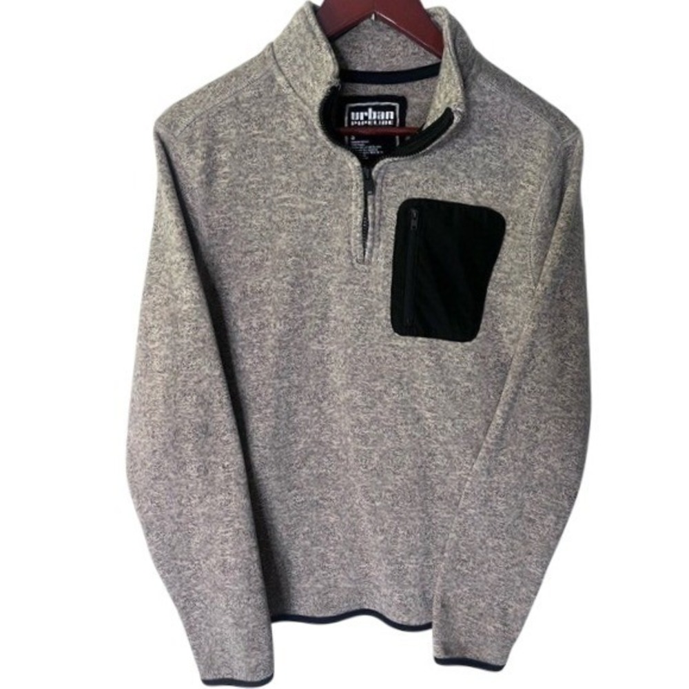Urban Pipeline Mens Quarter Zip Fleece Pullover Heather Gray Sweater Small